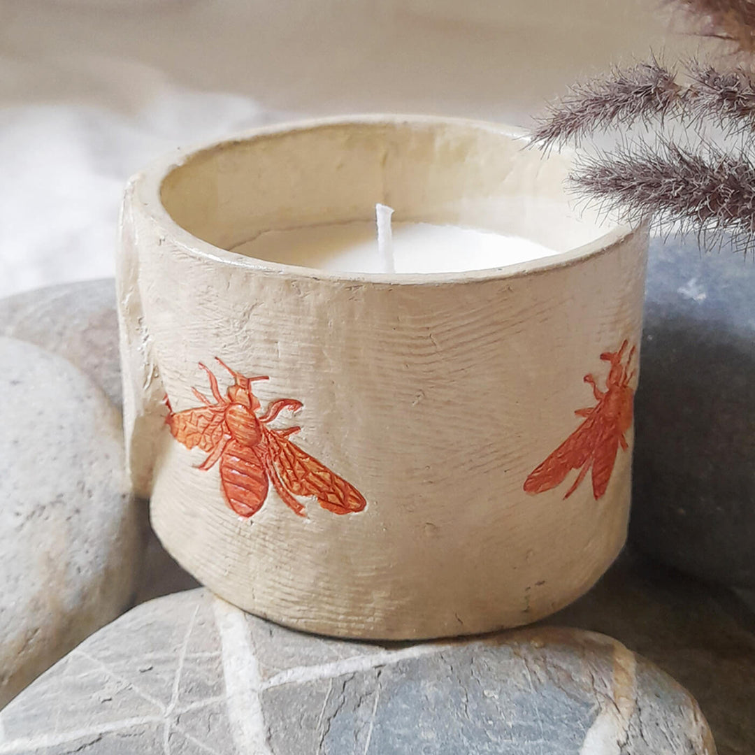 Honeybee Soy Wax Paper-mache Candle