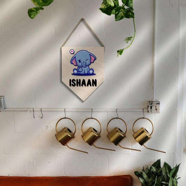 Kids Elephant Themed 3D Name Plate