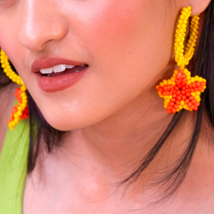 Hand Embroidered Floral Sequin Earrings