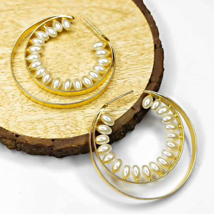 Baroque Pearl Double Hoops