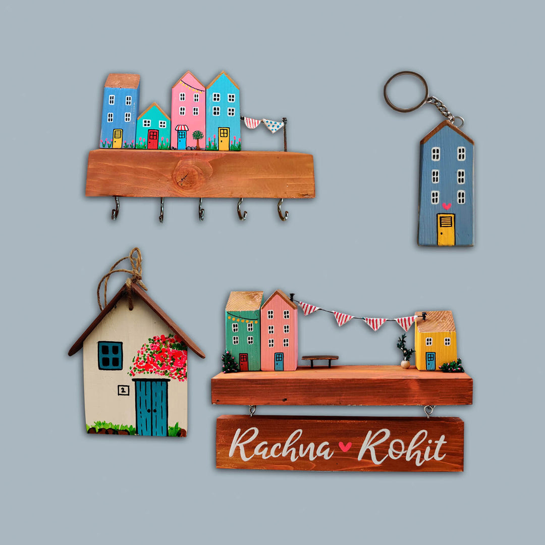 Handmade Wooden House Shaped Wall Hanging