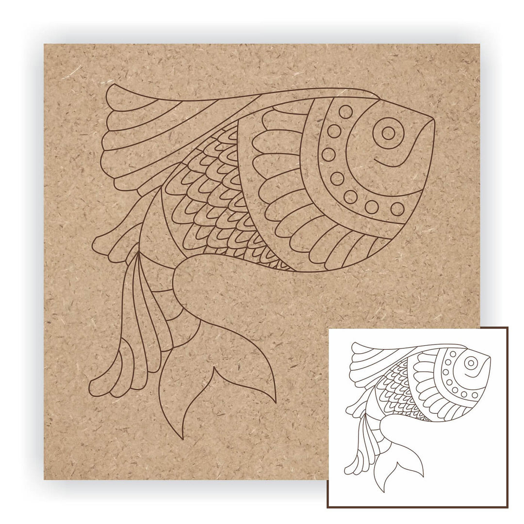 Pre Marked MDF Base - Single Fish - 8 Inches