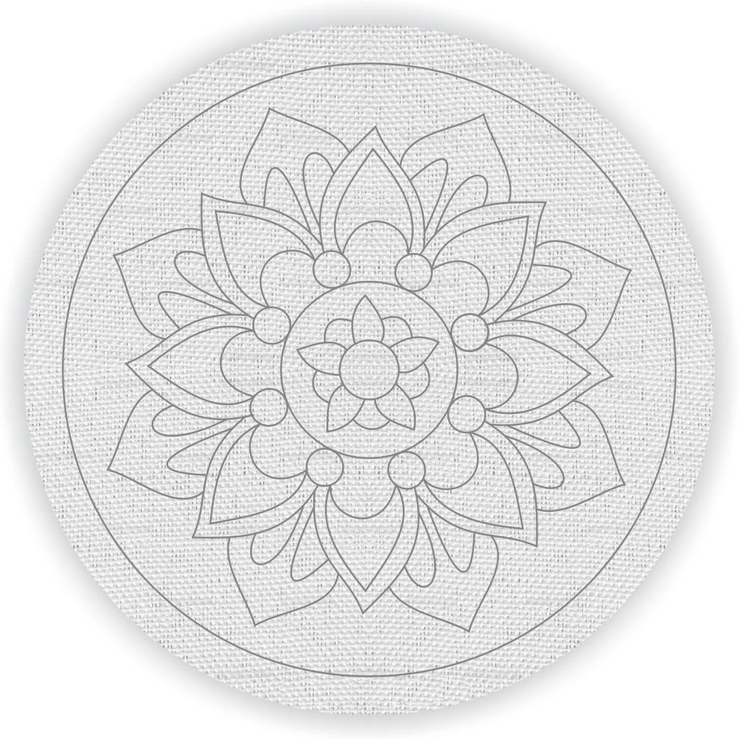 Pre Marked Canvas Base - Flower in Circle - 3037 - Zwende