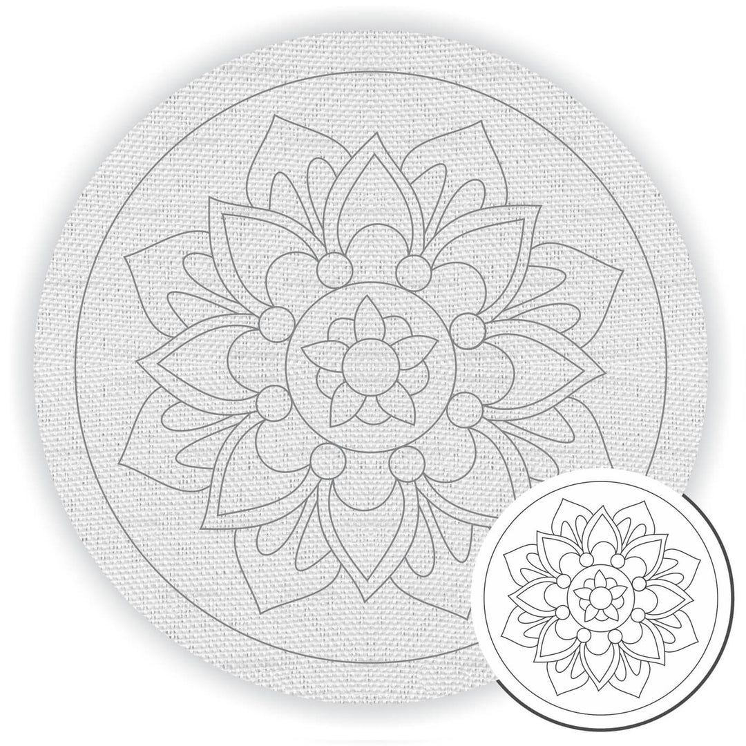 Pre Marked Canvas Base - Flower in Circle - 3037