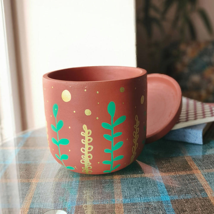 Handpainted Terracotta Gold Fields Planter Pot
