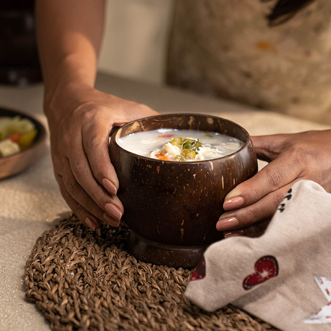Coconut Shell Soup Bowl an Spoon