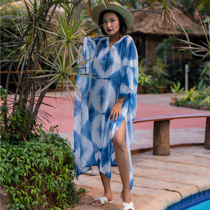 Natural Dyed Kaftan - Panama Indigo