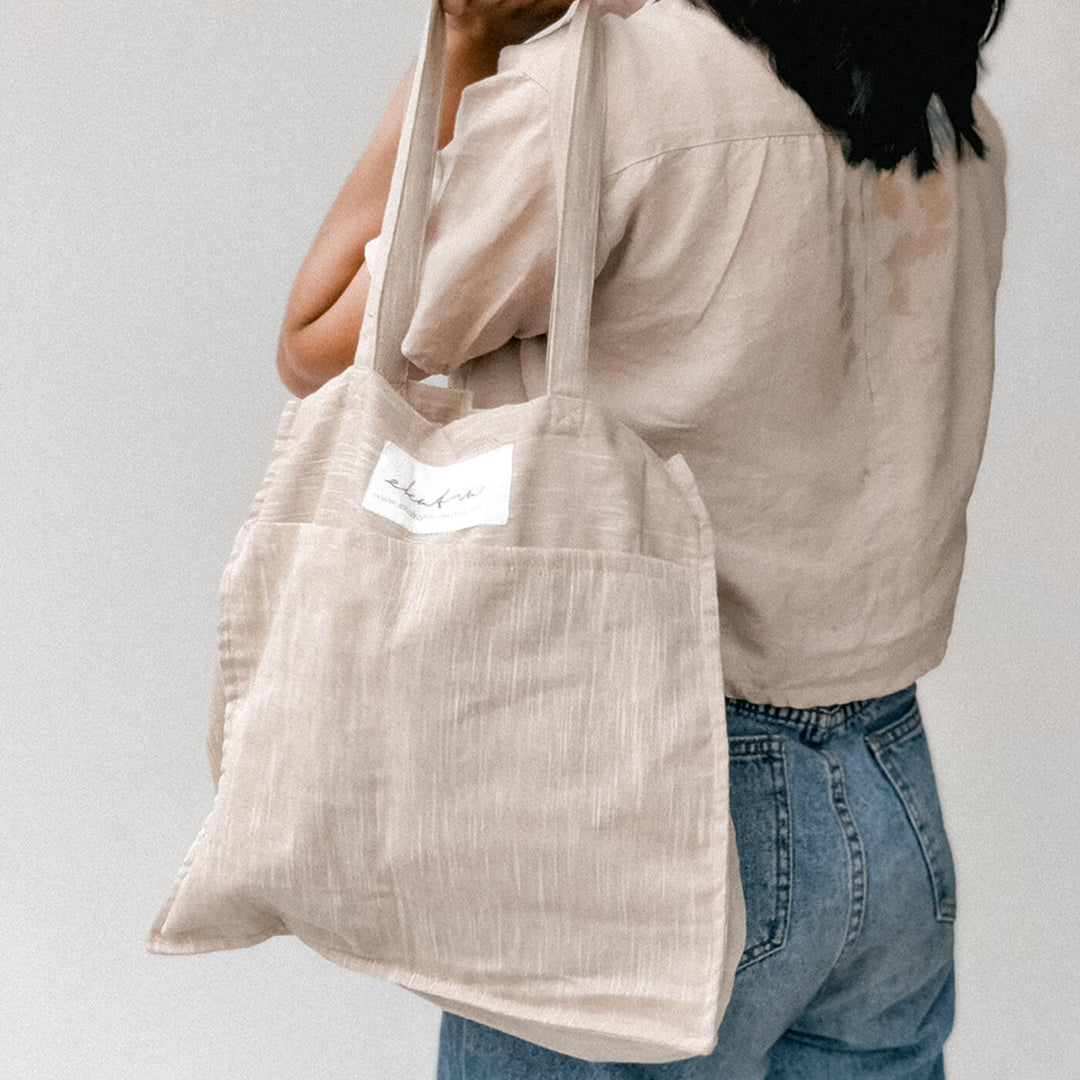 Premium Linen Tote Bag - Beige