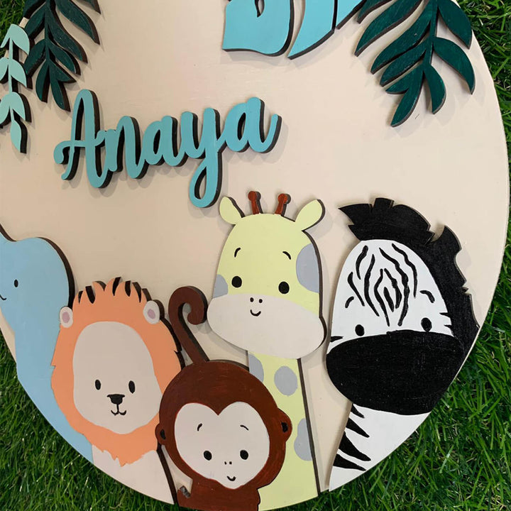 Quirky Painted Nameboard for Kids - Animals