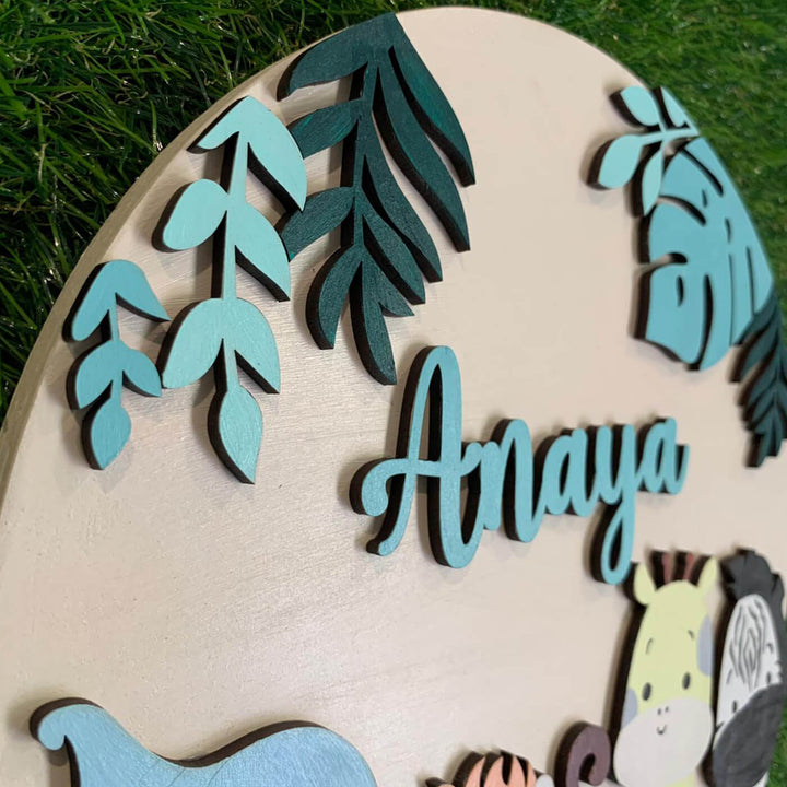 Quirky Painted Nameboard for Kids - Animals