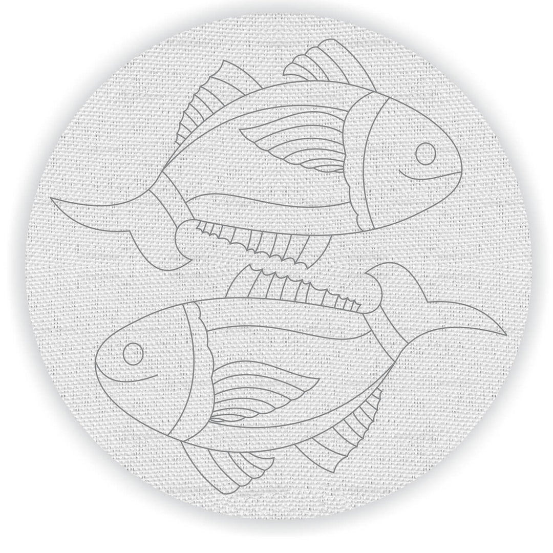 Pre Marked Canvas Base - Double Fish - 3041