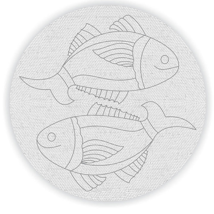 Pre Marked Canvas Base - Double Fish - 3041