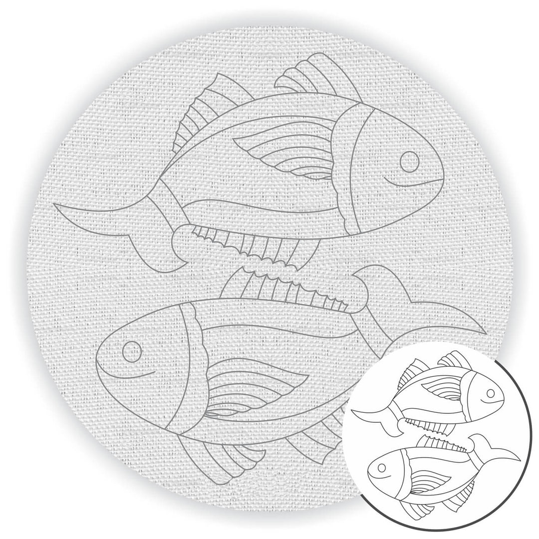 Pre Marked Canvas Base - Double Fish - 3041