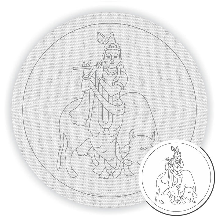 Pre Marked Canvas Base - Lord Krishna - 3044 - Zwende