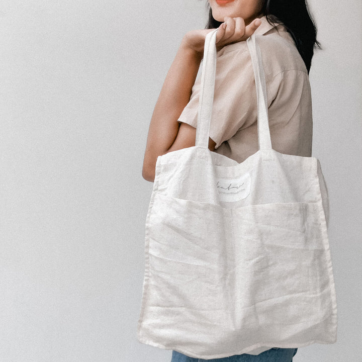 Premium Linen Tote Bag - White