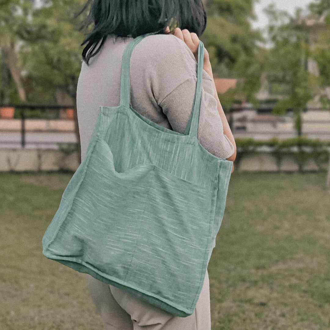 Premium Linen Tote Bag - Green