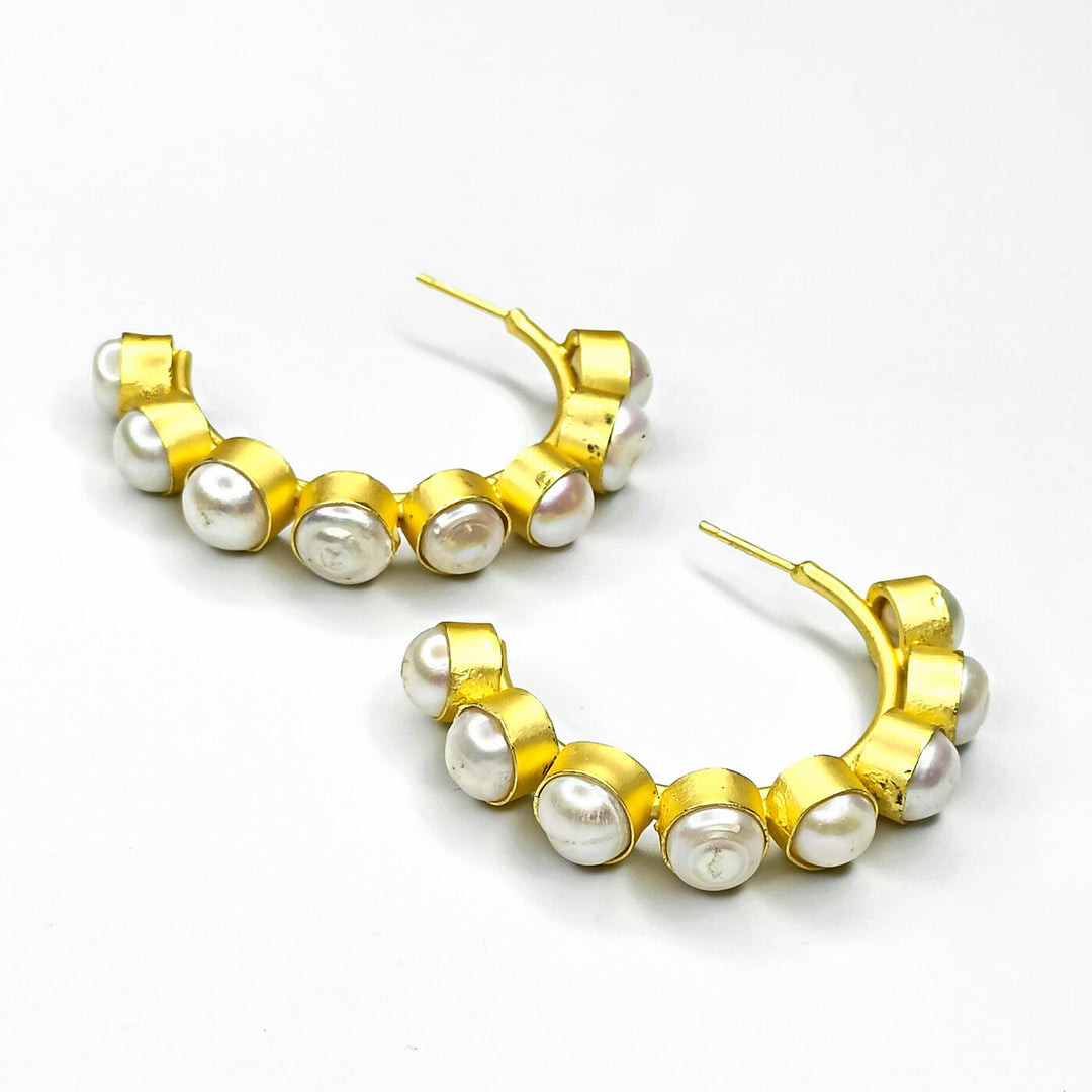 Pearl Studded Hoops