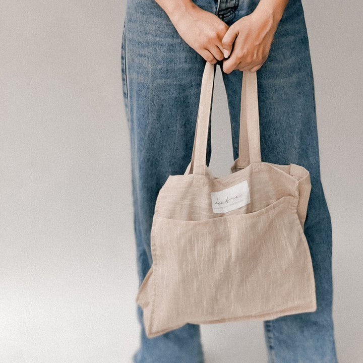 Premium Linen Tote Bag - Beige