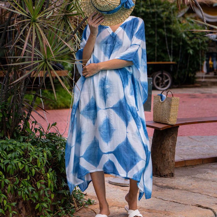 Natural Dyed Kaftan - Panama Indigo