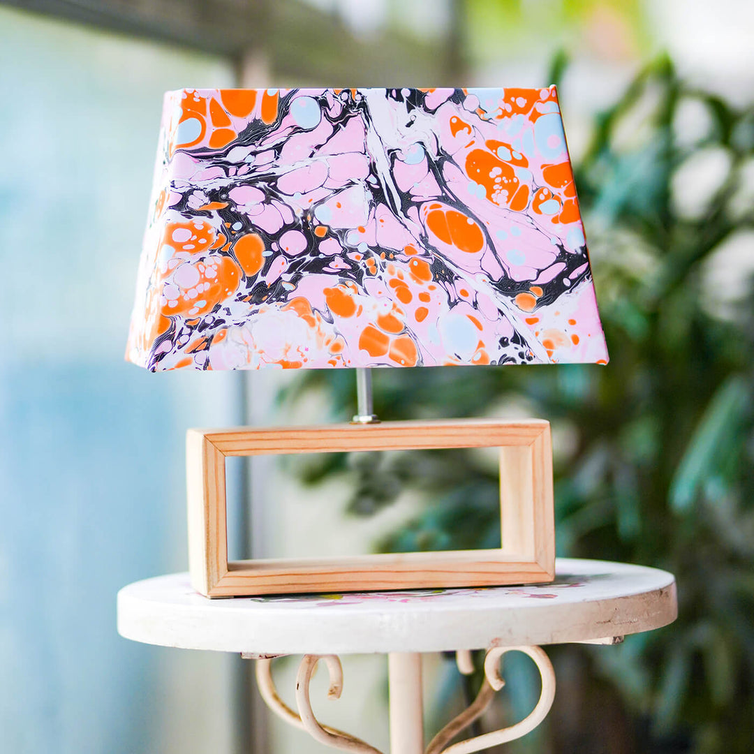 Marbled Fabric Rectangle Empire Lamp