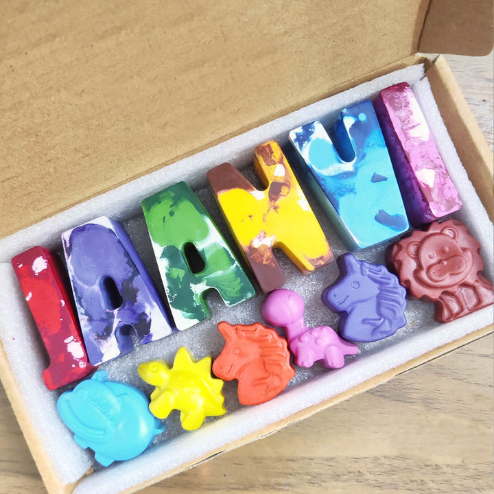 Personalized Marbled Wax Crayons with Shape Crayons for Kids