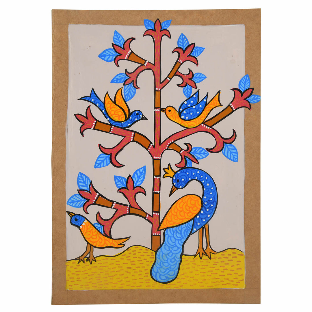 Hand-painted Diary - Peacock and Birds