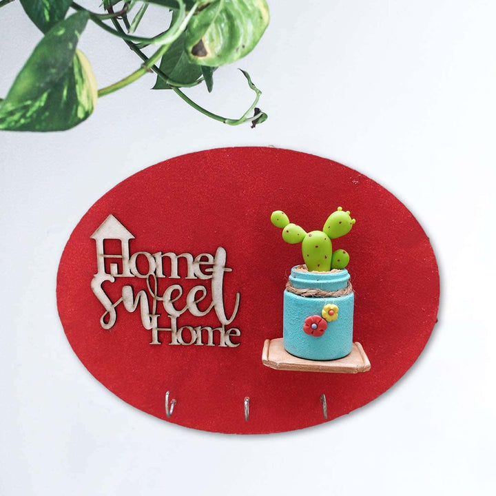 Red Key Holder with Cactus