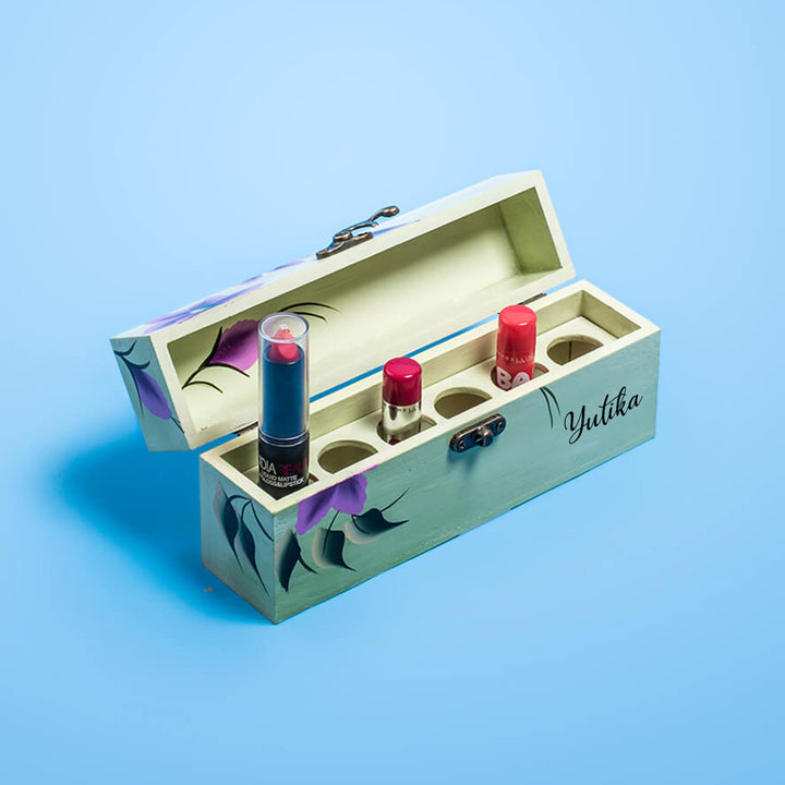 Personalized One Stroke Art Lipstick Box - Pink Flowers