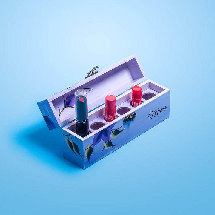 Personalized One Stroke Art Lipstick Box - Purple Flowers