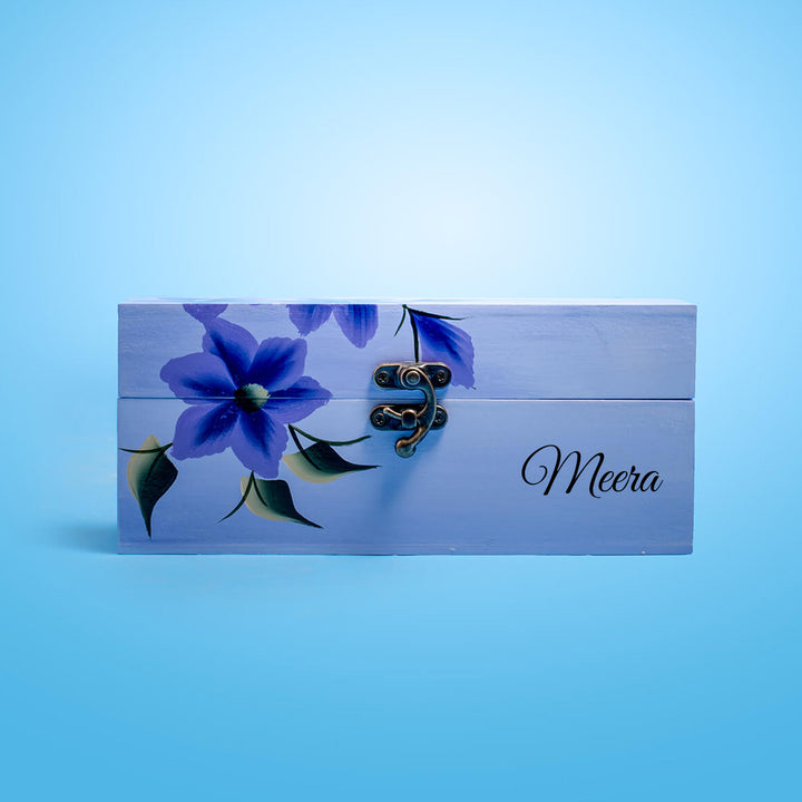 Personalized One Stroke Art Lipstick Box - Purple Flowers