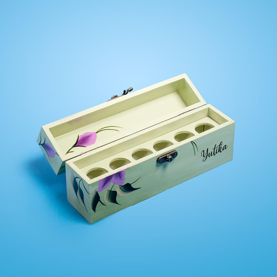 Personalized One Stroke Art Lipstick Box - Pink Flowers