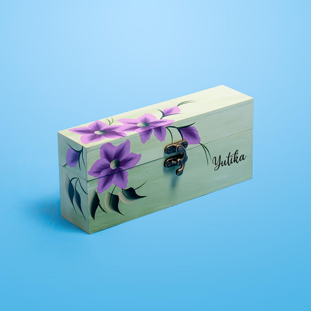 Personalized One Stroke Art Lipstick Box - Pink Flowers