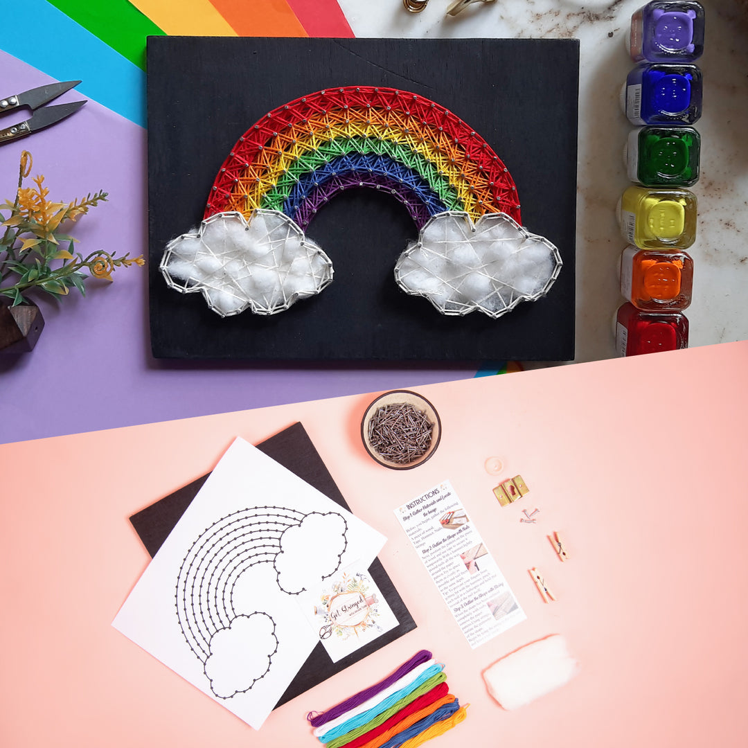 Rainbow String Art Craft Kit, DIY Craft Kit, Gifts