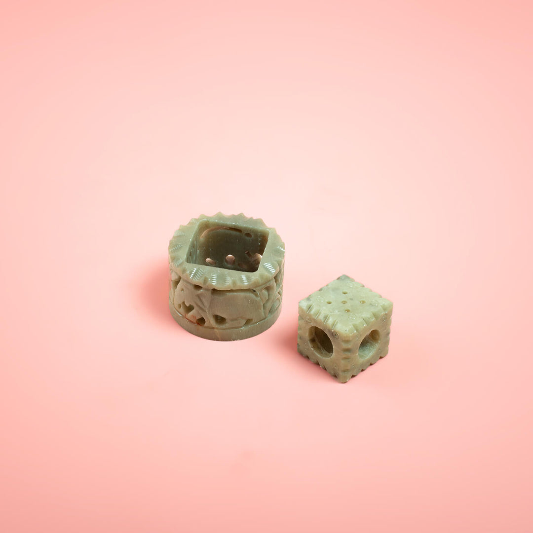 Gaura Stone Tealight & Incense Stick Holder