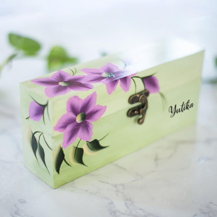 Personalized One Stroke Art Lipstick Box - Pink Flowers