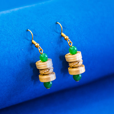 Stacked Bamboo Earrings - Green