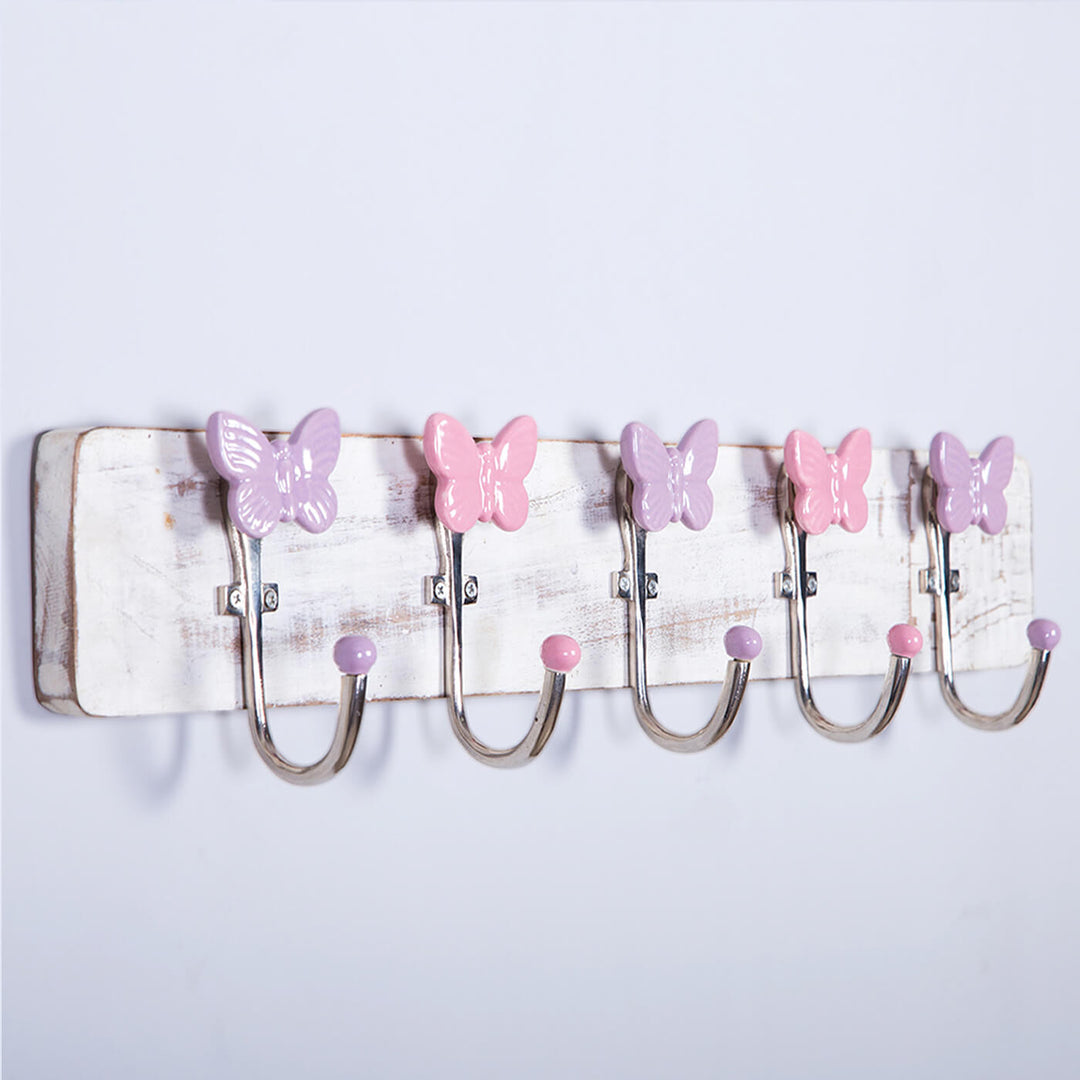 Handmade Ceramic and Wood Butterfly Hook for Kids' Room