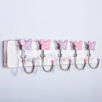 Handmade Ceramic and Wood Butterfly Hook for Kids' Room
