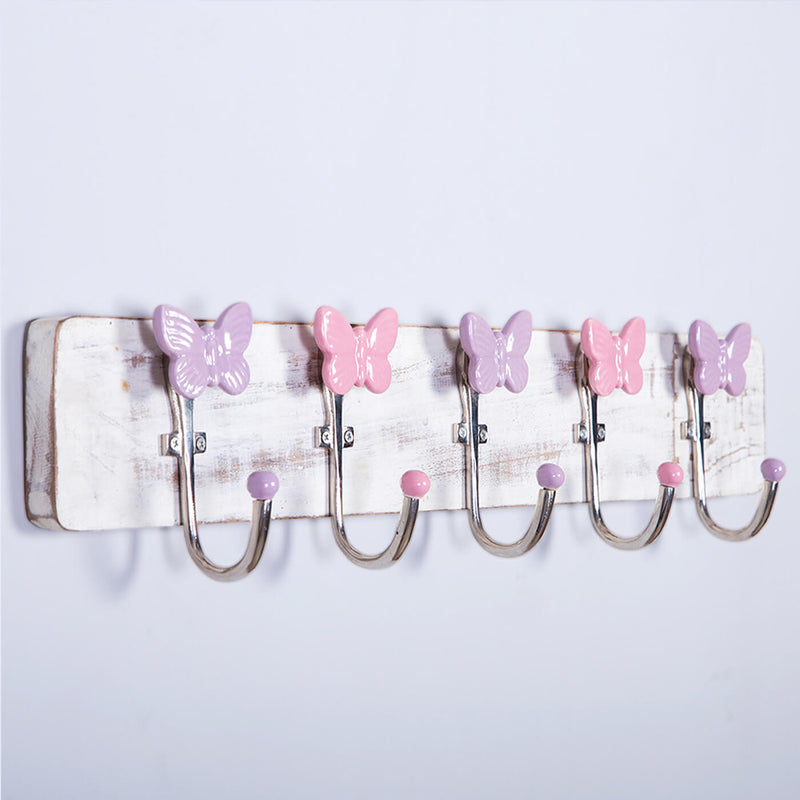 Handmade Ceramic and Wood Butterfly Hook for Kids&