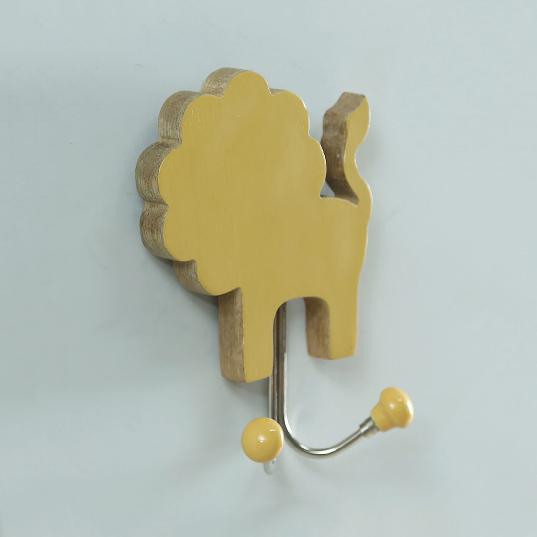 Handmade Wooden Lion Hook for Kids' Room