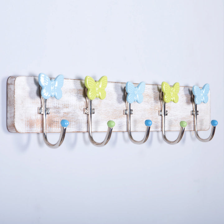 Handmade Ceramic and Wood Butterfly Hook for Kids' Room