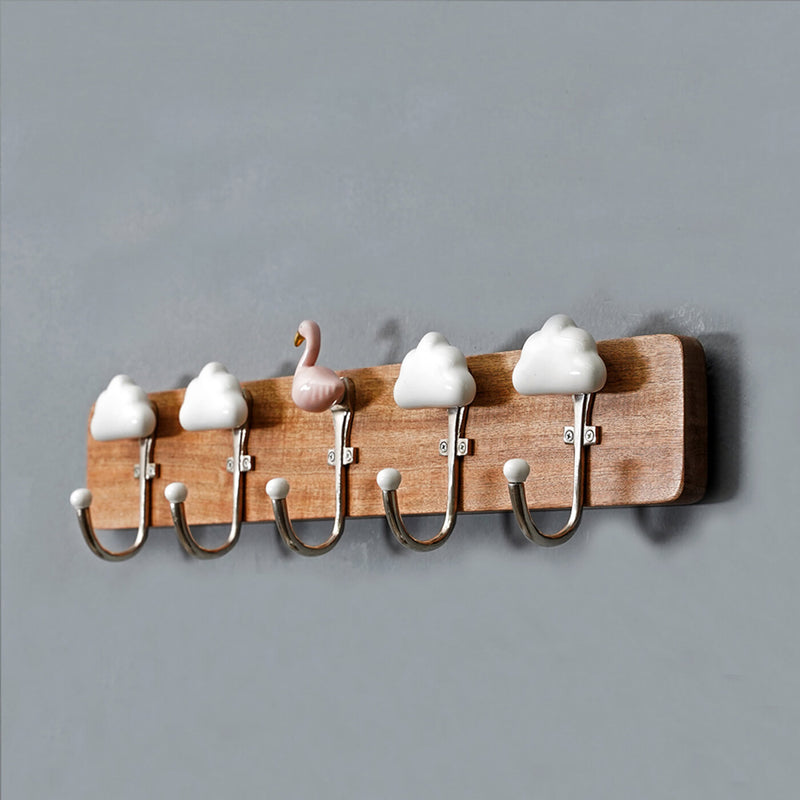 Handmade Ceramic and Wood Flamingo Hook for Kids&