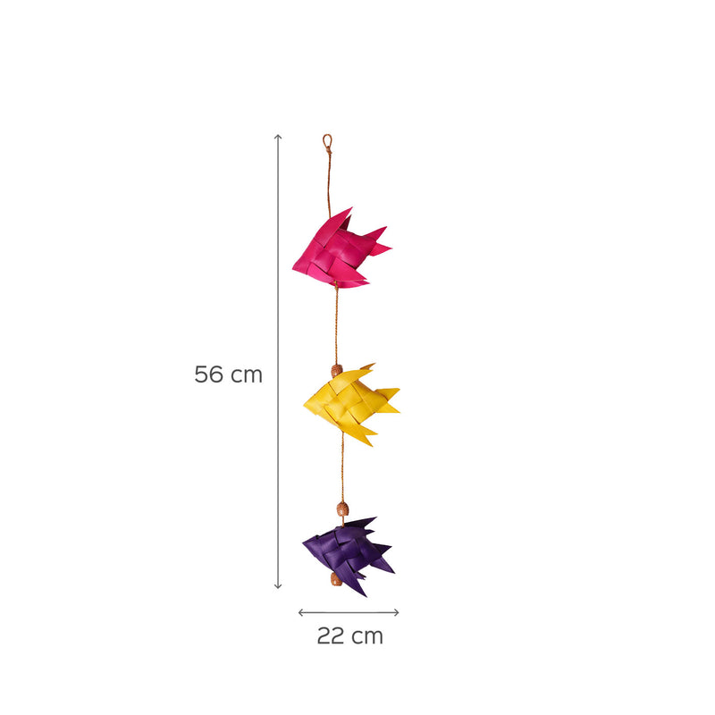Handcrafted Palm Fish Hangings - Set of 2
