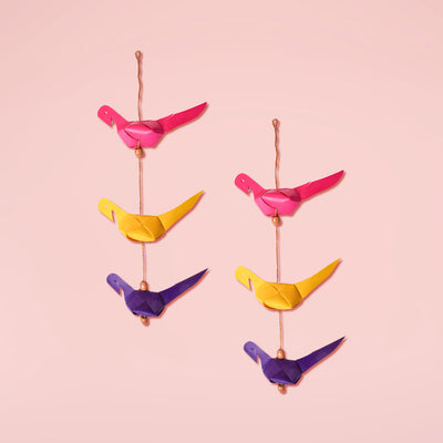 Handcrafted Palm Leaf Bird Hangings - Set of 2
