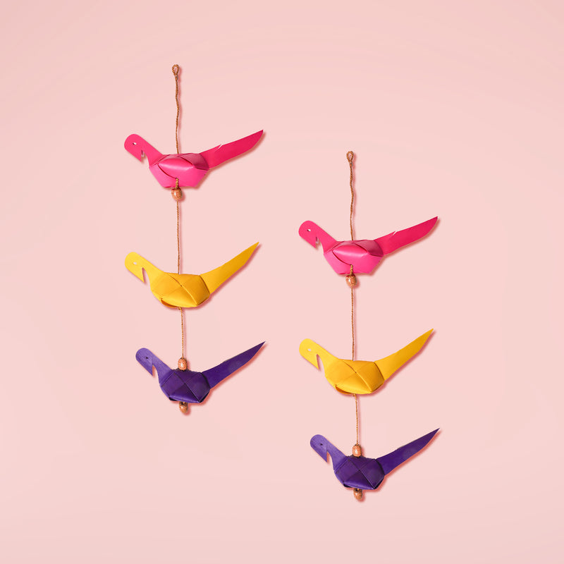 Handcrafted Palm Leaf Bird Hangings - Set of 2