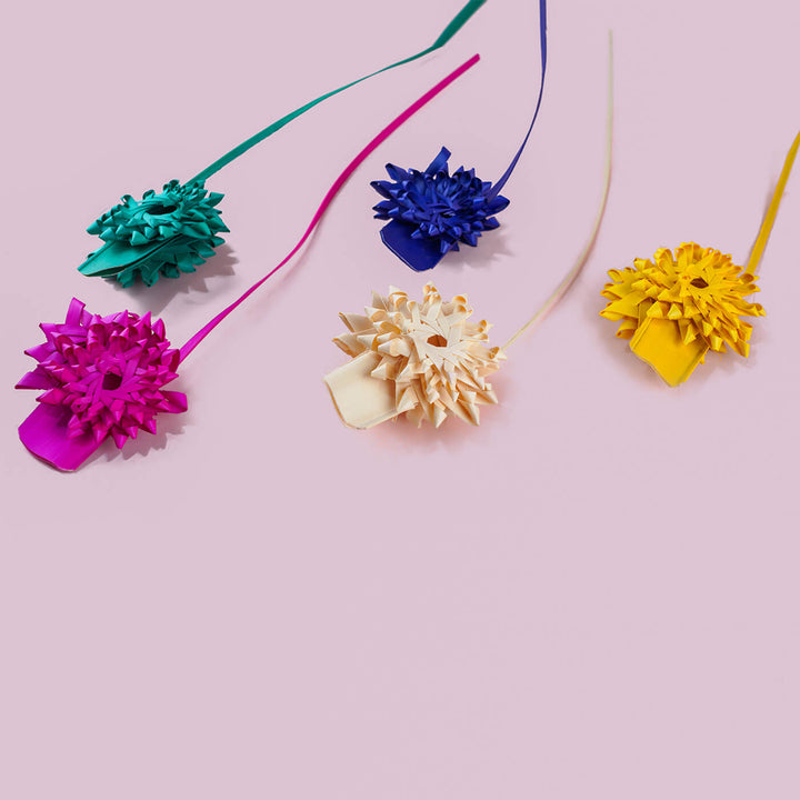 Colourful Handfolded Palm Leaf Flower Hanging- Set Of 5