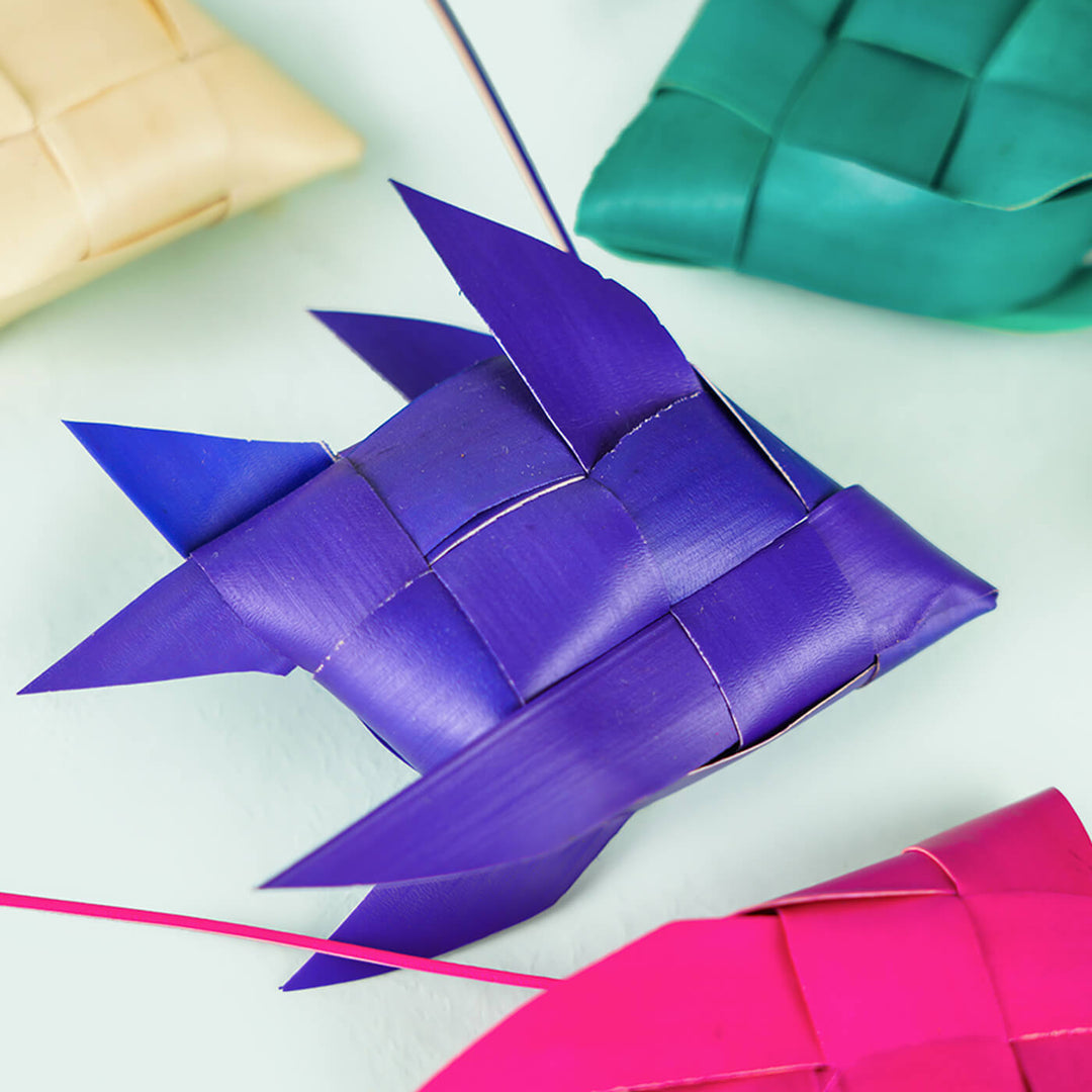 Quirky Handfolded Palm Leaf Fish Decor - Set Of 5