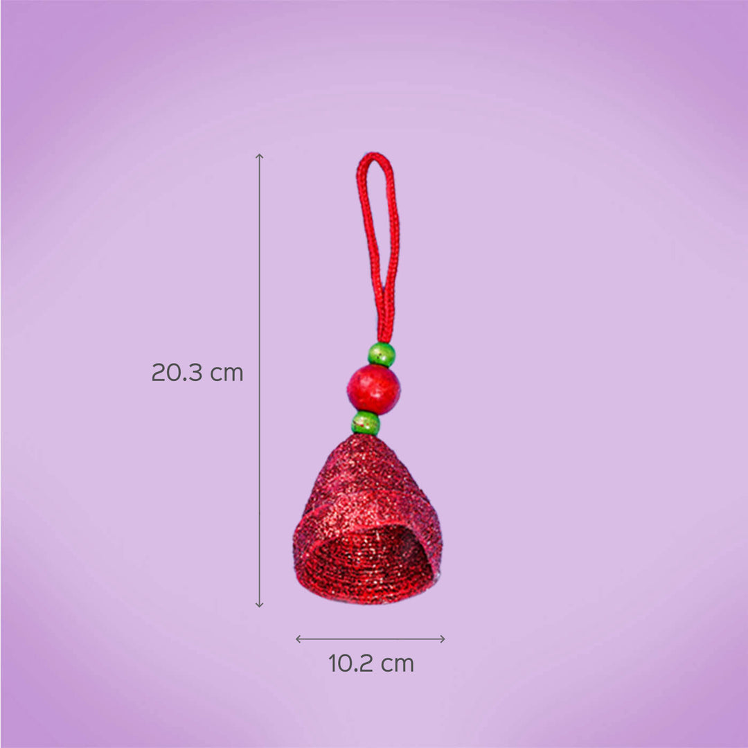 Handmade Upcycled Red Coiled Newspaper Ball Ornament For Christmas Tree Decoration