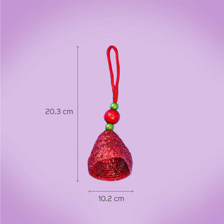 Handmade Upcycled Red Coiled Newspaper Ball Ornament For Christmas Tree Decoration