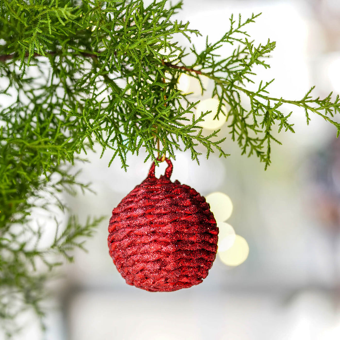 Handmade Upcycled Coiled Newspaper Ornaments For Christmas Tree Decoration | Set Of 5